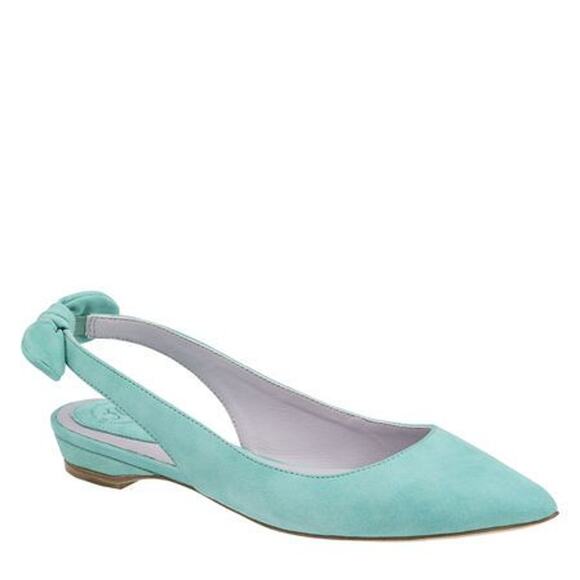 Johnston & Murphy Shoes - Johnston & Murphy Slingback Sandals Suede Tami Bow Aqua Shimmer
